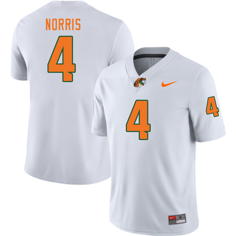 Florida A&M Rattlers #4 Brian Norris College Football Jerseys,Uniforms-White